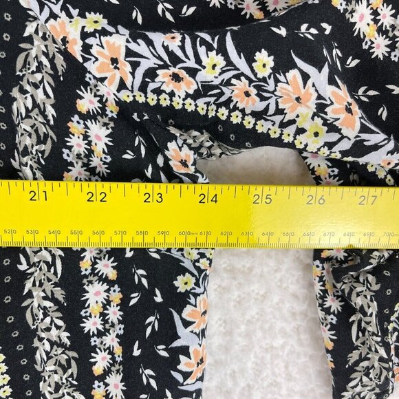 Woman Within Black Floral Print Button-Up Shirt Womens 3/4 Sleeve V-Neck Size 1X - Picture 7 of 15